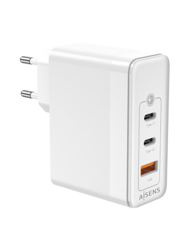 Cargador Gan 100W, 2xUSB-C PD3.0 QC4.0 QC5.0, 1xUSB-A QC3.0, Blanco