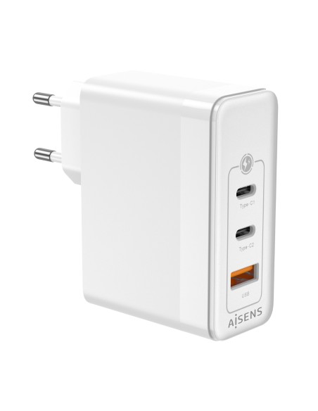 Cargador Gan 100W, 2xUSB-C PD3.0 QC4.0 QC5.0, 1xUSB-A QC3.0, Blanco