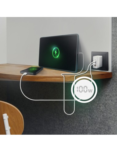 Cargador Gan 100W, 2xUSB-C PD3.0 QC4.0 QC5.0, 1xUSB-A QC3.0, Blanco