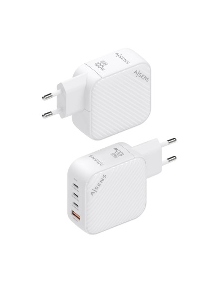 Cargador GaN 100W, 3xUSB-C PD3.0 QC4.0, 1xUSB-A QC3.0, Blanco