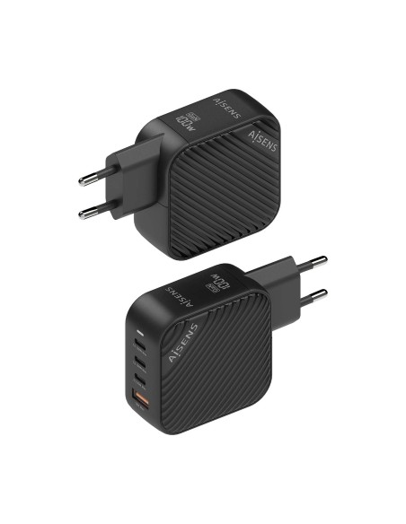 Cargador GaN 100W, 3xUSB-C PD3.0 QC4.0, 1xUSB-A QC3.0, Negro