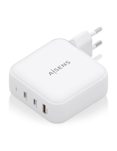 Cargador GaN 140W, 2xUSB-C PD3.1 QC4.0, 1xUSB-A QC3.0, Blanco