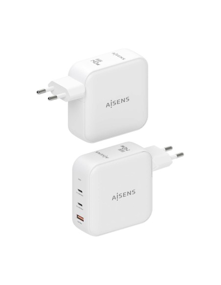 Cargador GaN 140W, 2xUSB-C PD3.1 QC4.0, 1xUSB-A QC3.0, Blanco