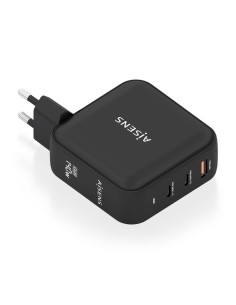 Cargador GaN 140W, 2xUSB-C PD3.1 QC4.0, 1xUSB-A QC3.0, Negro