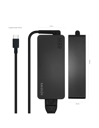 Cargador 65W PD3.0 1XUSB-C 1.8M, Negro