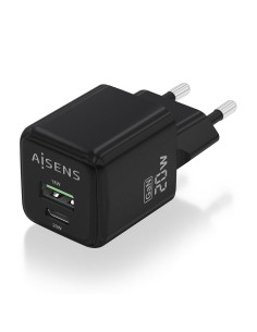 Cargador GaN 20W, 1xUSB-C PD3.0 QC4.0, 1xUSB-A QC3.0, Negro 2