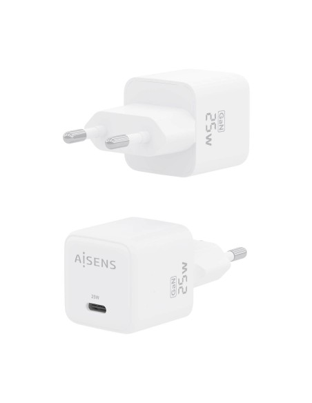 Cargador GaN 25W, 1xUSB-C PD3.0 QC4.0, Blanco