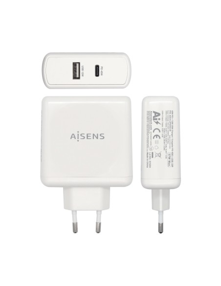Cargador 57 W, 1x USB-C PD3.0 45 W, 1x USB-A 5 V / 2.4 A 12 W, Blanco