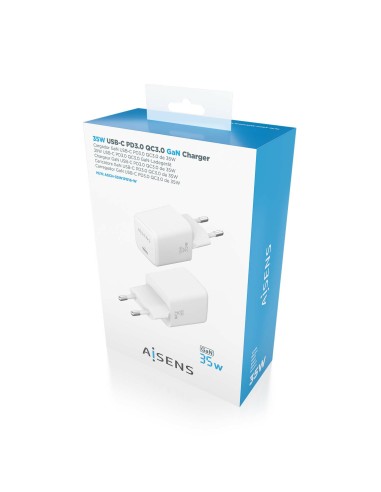 Cargador GaN 35W, 1xUSB-C PD3.0 QC4.0, Blanco