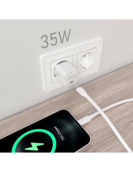 Cargador GaN 35W, 1xUSB-C PD3.0 QC4.0, Blanco