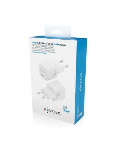 Cargador GaN 35W, 1xUSB-C PD3.0 QC4.0, Blanco