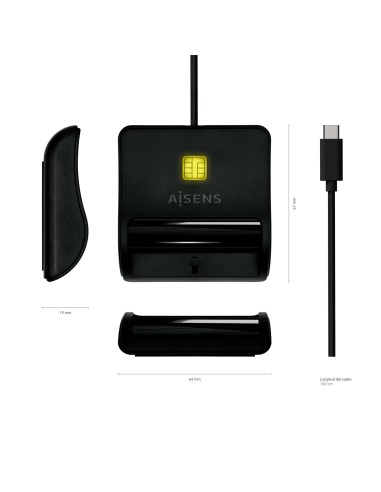 Lector De Tarjeta Inteligente DNI, USB-C, Negro