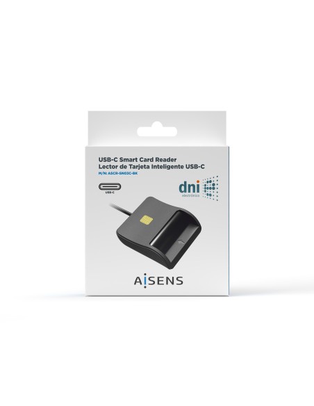 Lector De Tarjeta Inteligente DNI, USB-C, Negro
