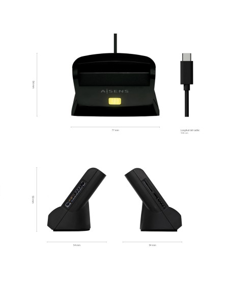 Lector De Tarjeta Dni Con Lector De Tarjetas SIM, SD, Micro SD, MMC, RS-MMC, MMC Micro, USB-C, Negro