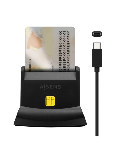 Lector De Tarjeta Dni Con Lector De Tarjetas SIM, SD, Micro SD, MMC, RS-MMC, MMC Micro, USB-C, Negro