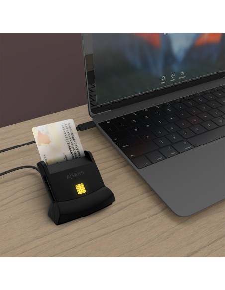 Lector De Tarjeta Dni Con Lector De Tarjetas SIM, SD, Micro SD, MMC, RS-MMC, MMC Micro, USB-C, Negro