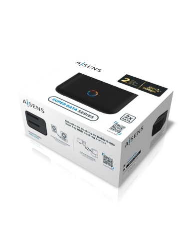 Estacion De Docking De Doble Bahia ASDS-D01B SATA 2.5/3.5 A USB 3.0/3.1 Gen1, Clone, Negra