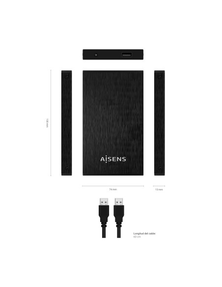 Caja Externa 2,5? ASE-2523B 9.5MM SATA a USB 3.0/USB3.1 GEN1, Negra