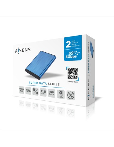 Caja Externa 2,5" ASE-2525BLU 9.5mm SATA a USB 3.0/USB3.1 Gen1, Azul