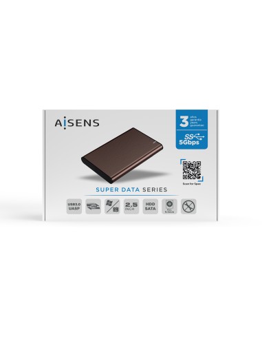 Caja Externa 2.5" ASE-2525BWN 9.5 mm SATA A USB 3.0/USB 3.1 Gen1, Marron