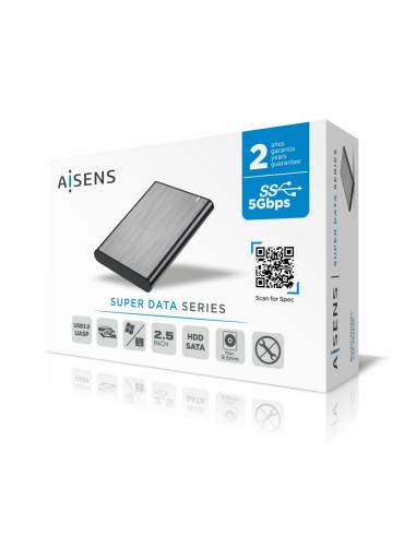 Caja Externa 2.5" ASE-2525GR 9.5mm SATA A USB 3.0 / USB 3.1 Gen1, Gris