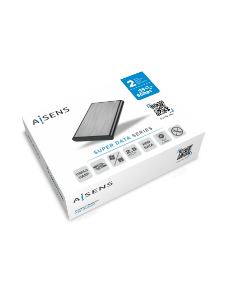 Caja Externa 2.5" ASE-2525GR 9.5mm SATA A USB 3.0 / USB 3.1 Gen1, Gris