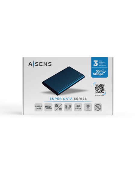Caja Externa 2.5" ASE-2525PB 9.5 mm SATA A USB 3.0/USB 3.1 Gen1, Azul Pacifico