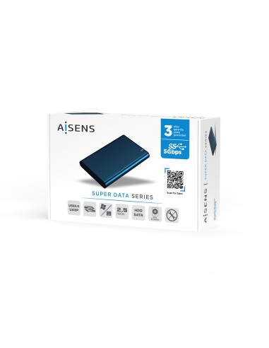 Caja Externa 2.5" ASE-2525PB 9.5 mm SATA A USB 3.0/USB 3.1 Gen1, Azul Pacifico
