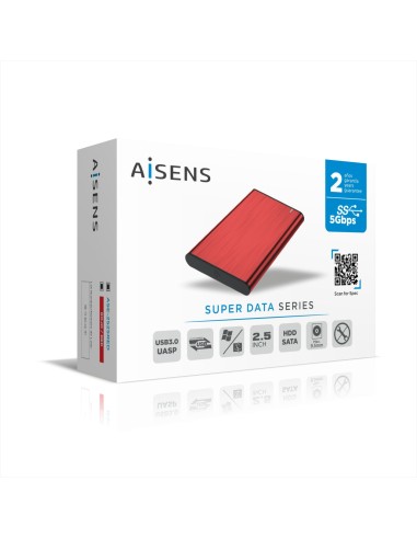 Caja Externa 2,5" ASE-2525RED 9.5mm SATA a USB 3.0/USB3.1 Gen1, Rojo