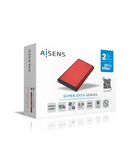 Caja Externa 2,5" ASE-2525RED 9.5mm SATA a USB 3.0/USB3.1 Gen1, Rojo