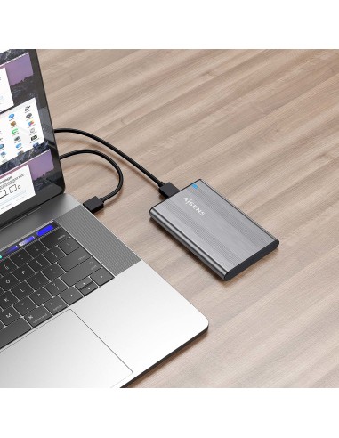 Caja Externa 2,5? 9.5mm SATA a USB 3.0/USB3.1 Gen1, Gris