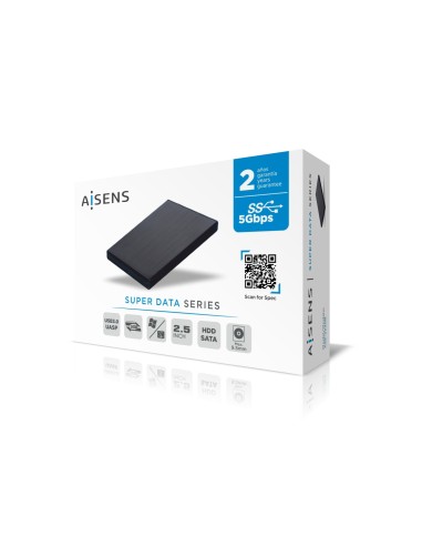 Caja externa 2,5" ASE-2530B 9.5 mm SATA a USB 3.0/USB 3.1 Gen1, Negra