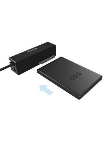 Adaptador ASE-35C02B SATA a USB-C USB 3.0/USB3.1 GEN1 para Discos Duros 2.5" y 3.5" con Alimentador, Negro