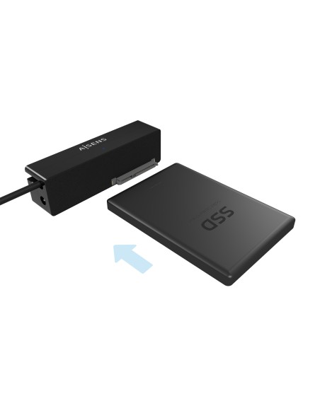 Adaptador ASE-35C02B SATA a USB-C USB 3.0/USB3.1 GEN1 para Discos Duros 2.5" y 3.5" con Alimentador, Negro