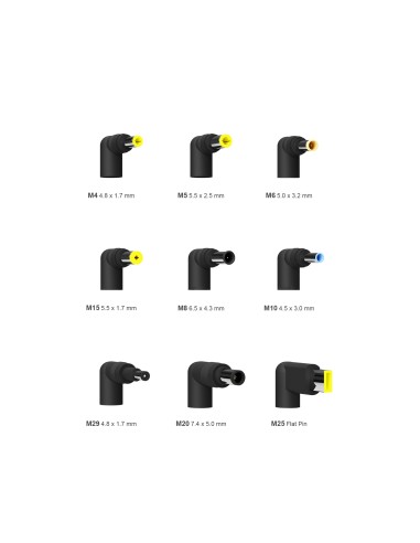 Cargador 65 W Automatico Universal Multitension Para Portatil Con 9 Conectores + USB-A QC.3.0