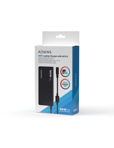 ASLC-90WAUTO-BK adaptador e inversor de corriente Interior 90 W Negro