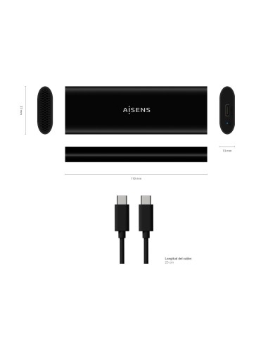 Caja Externa M.2 (NGFF) ASM2-014B SATA/NVMe A USB3.1 Gen2, Negro