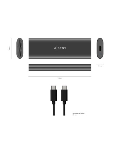 ASM2-015GR caja para disco duro externo Caja externa para unidad de estado sólido (SSD) Gris M.2
