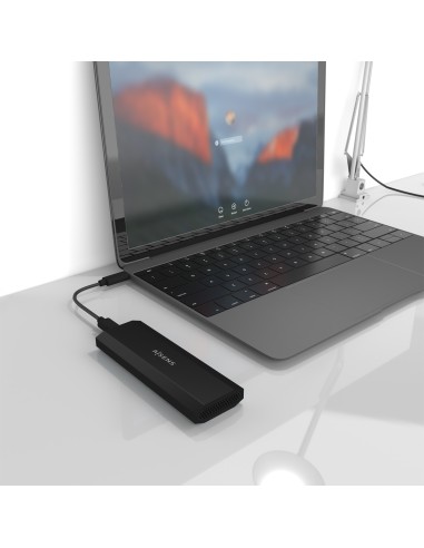 Caja Externa M.2 (NGFF) ASM2-017B SATA/NVMe a Usb3.1 Gen2, Negra
