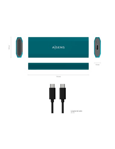 Caja Externa M.2 (NGFF) ASM2-019BLU SATA/NVMe a Usb3.1 Gen2, Azul