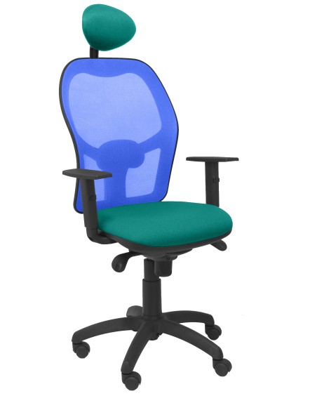 Silla Jorquera malla azul asiento bali verde claro con cabecero fijo