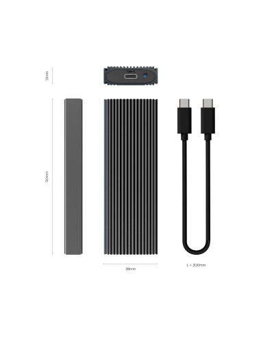 Caja Externa M.2 (NGFF) ASM2-023GR NVMe A USB3.2 Gen2, Gris