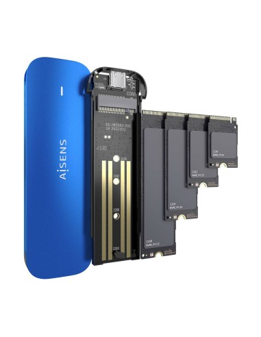ASM2-026BLU caja para disco duro externo Caja externa para unidad de estado sólido (SSD) Azul M.2