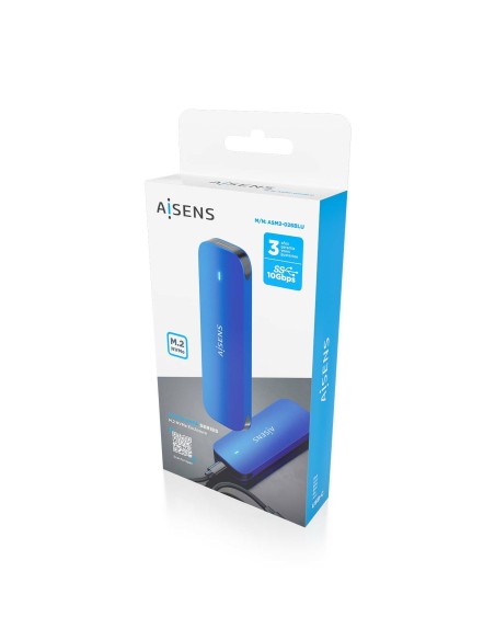 ASM2-026BLU caja para disco duro externo Caja externa para unidad de estado sólido (SSD) Azul M.2