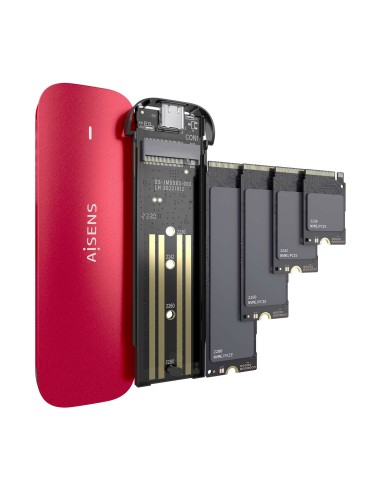 ASM2-027RED caja para disco duro externo Caja externa para unidad de estado sólido (SSD) Rojo M.2