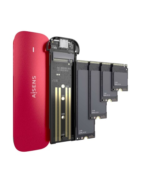 ASM2-027RED caja para disco duro externo Caja externa para unidad de estado sólido (SSD) Rojo M.2