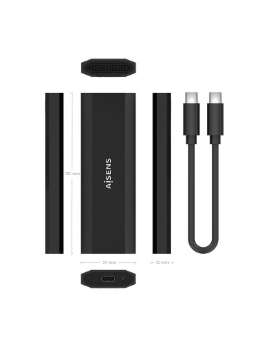 Caja Externa M.2 (NGFF) ASM2-028B NVMe a USB3.2 Gen2, Negra