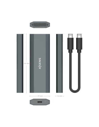 Caja Externa M.2 (NGFF) ASM2-029GR NVMe a USB3.2 Gen2, Gris
