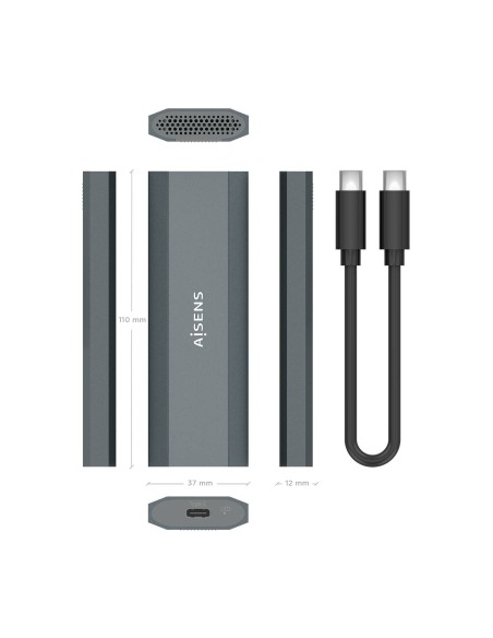 Caja Externa M.2 (NGFF) ASM2-029GR NVMe a USB3.2 Gen2, Gris