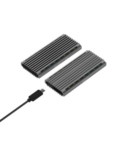 Caja Externa M.2 RGB Gaming ASM2-RGB011GR SATA/NVMe A USB3.1 Gen2, Gris